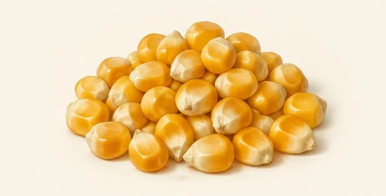 Small hard golden unpopped popcorn kernels